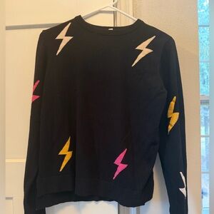 THML Black Sweater with Lightning Bolt Design - size small